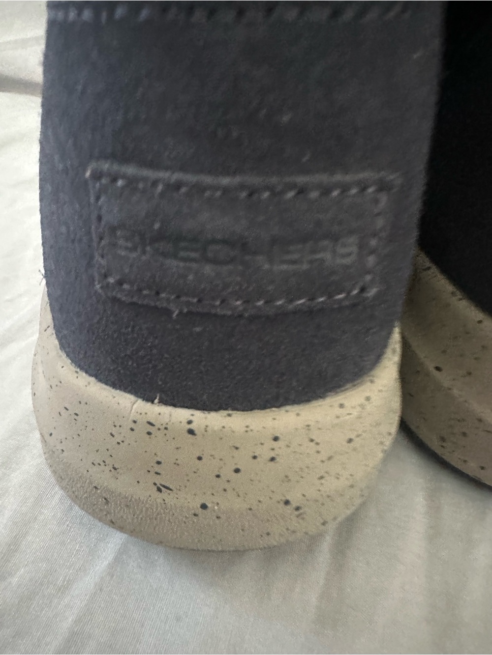 Skechers Dark Navy Suede Casual Shoes with Speckled Cream Soles - Picture 6 of 9